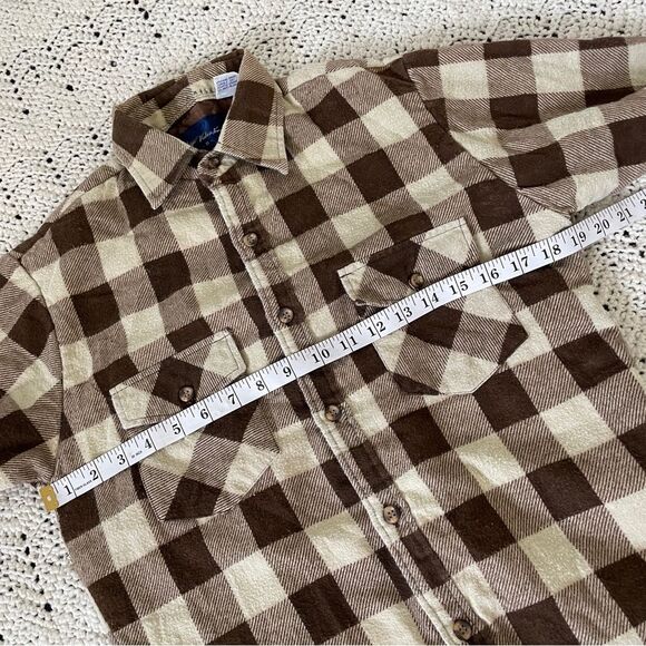 Hugo Valentino Buffalo Plaid Collared Button Down Shacket Brown/Cream (Small) - Picture 5 of 8